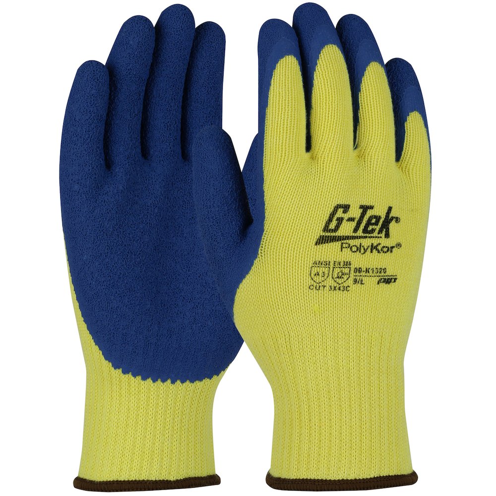 G-Tek by PIP Knit POLYKOR/ARAMID Glove Latex Grip PALM/FING S, 12 Pairs/Dozen