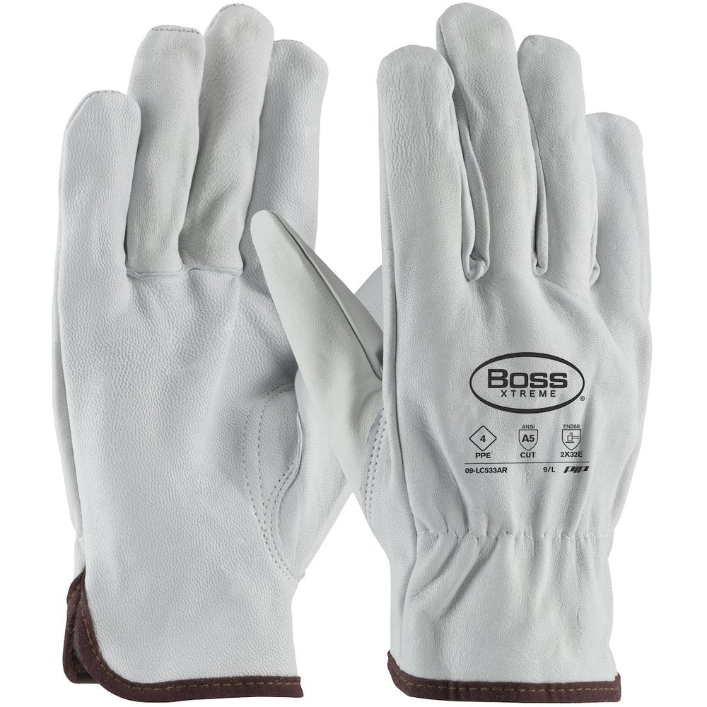 BOSS by PIP AR Goat Leather Glove Para-aramid LNR Keyst TH L, 12 Pairs/Dozen