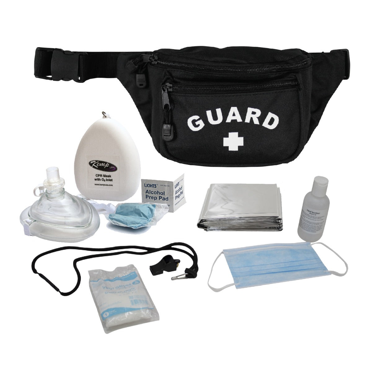 Kemp USA Hip Pack with PPE Supply Pack, Black