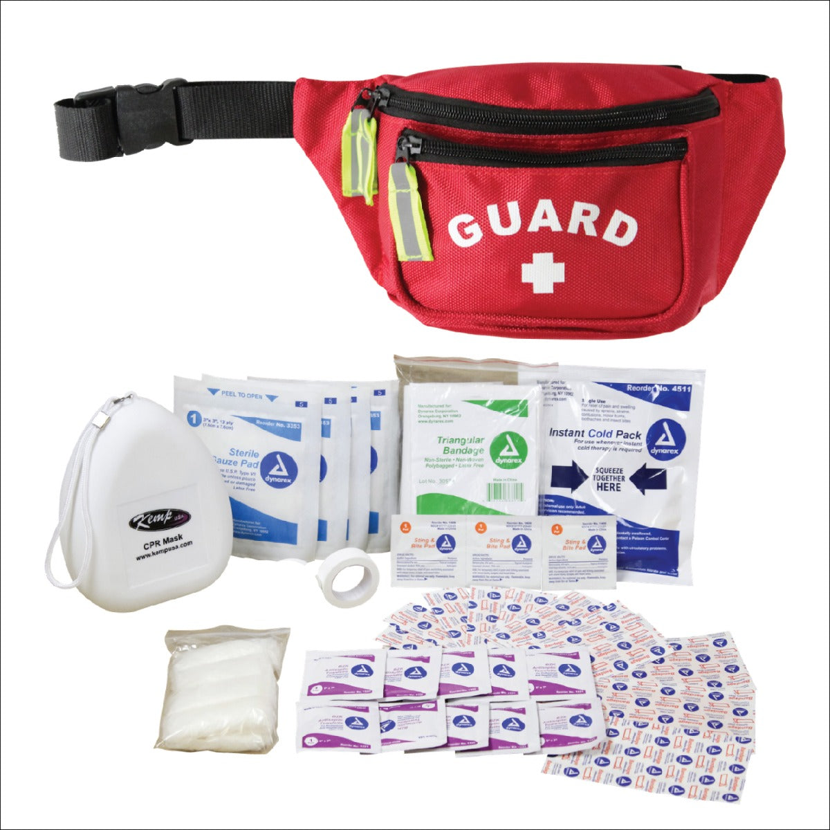Kemp USA Premium Hip Pack with First Aid Supply Pack, Red