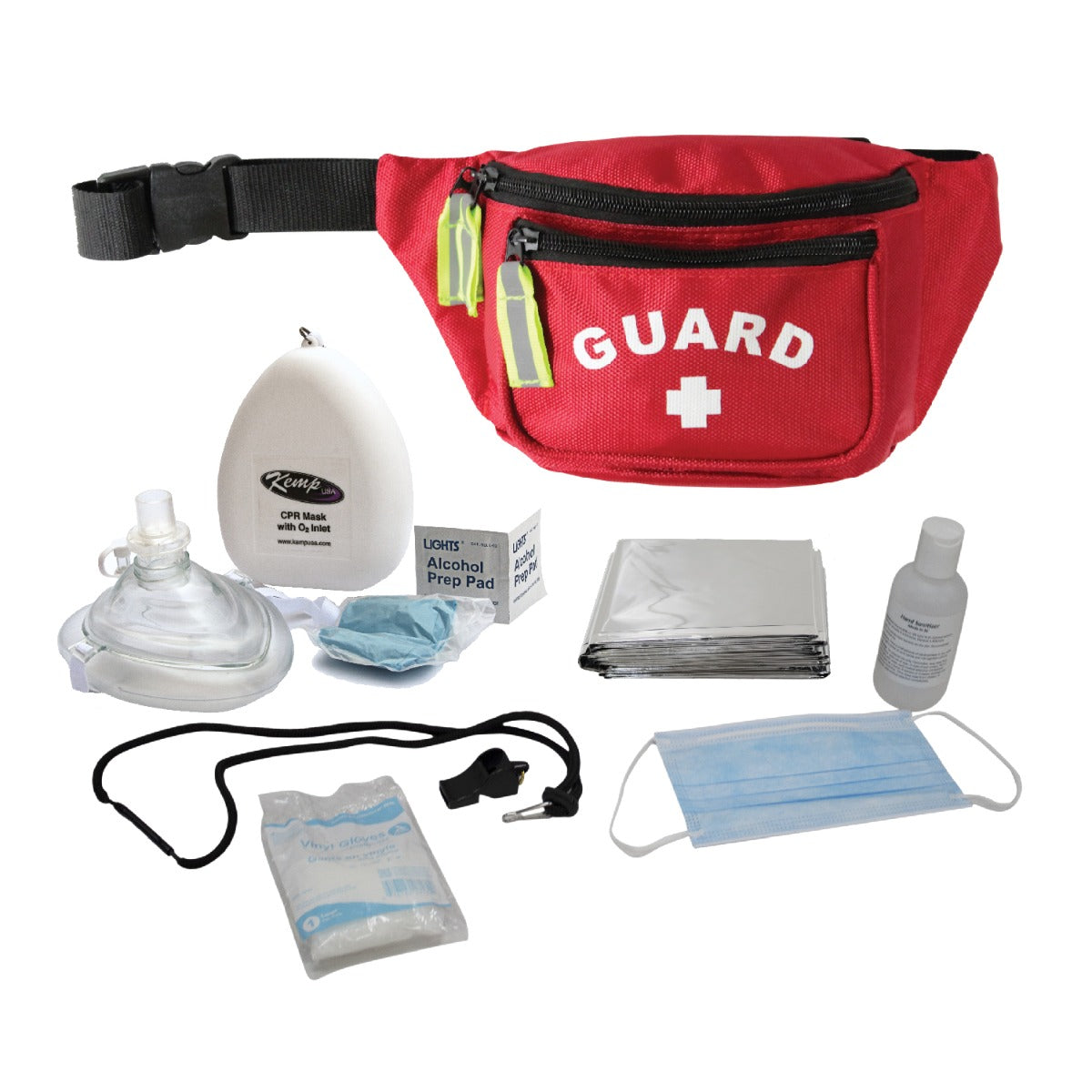 Kemp USA Premium Hip Pack with PPE Supply Pack, Red