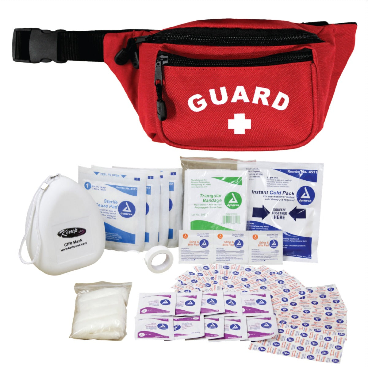 Kemp USA Hip Pack with First Aid Supply Pack, Red