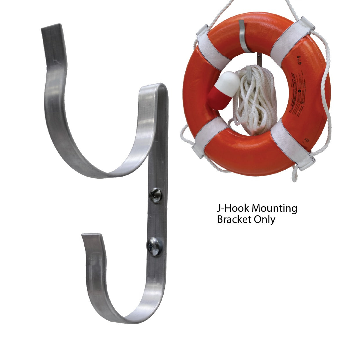 Kemp USA Ring Buoy J-Hook Mounting Bracket with mounting screws