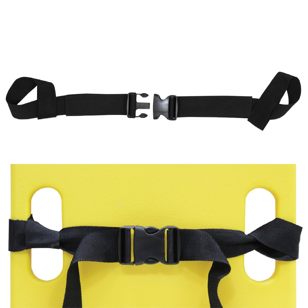 Kemp USA Two Piece Spineboard Strap with Plastic Buckle, Black