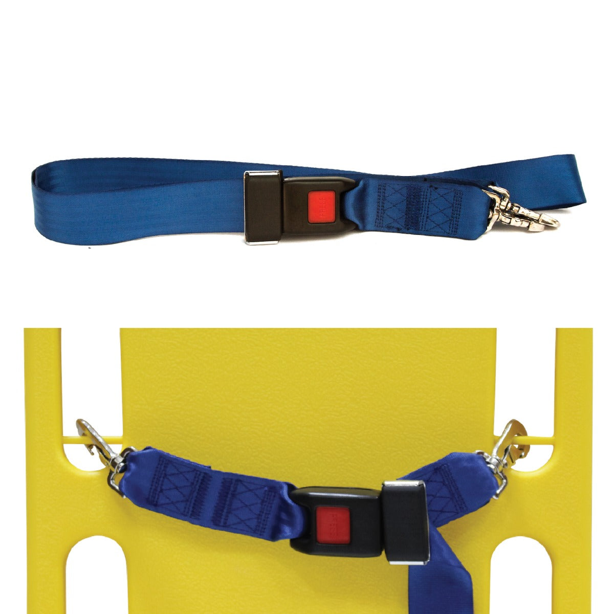 Kemp USA Two Piece Spineboard Strap with Metal Seat Belt Buckle, Royal Blue
