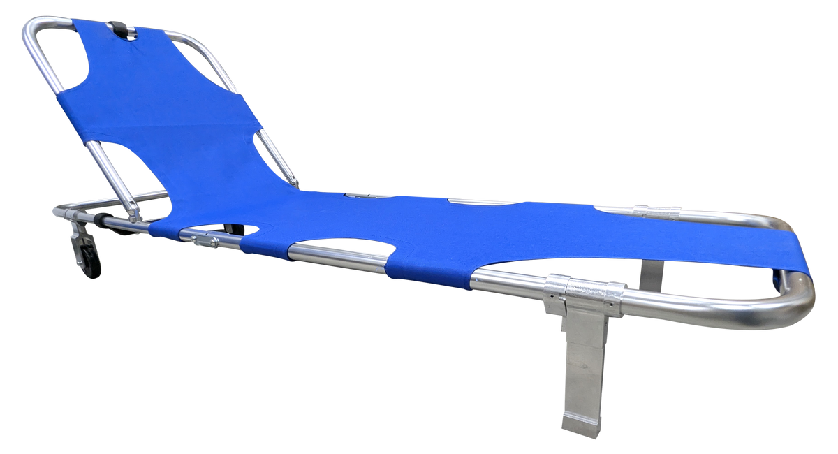Kemp USA Folding Stretcher with Wheels, Blue Oxford Weave Fabric