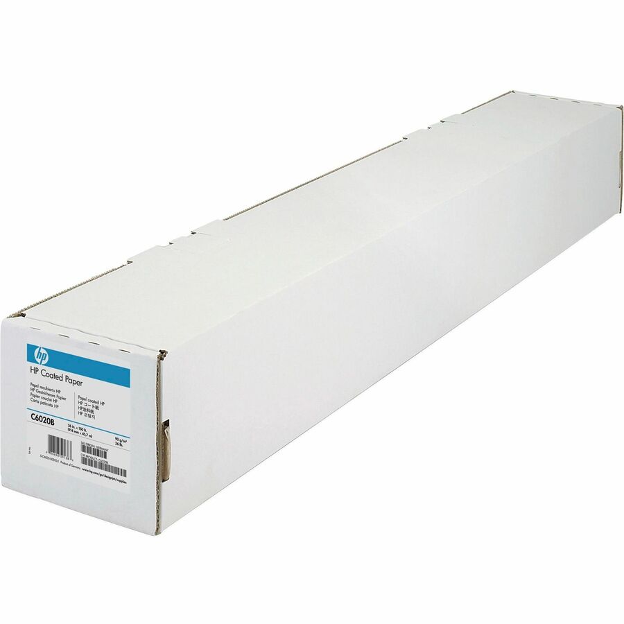 HP C6020B Coated Paper - 90 Brightness - 90% Opacity - A0 - 36" x 150 ft - 24 lb Basis Weight - Matte - Matte White - 1 Roll