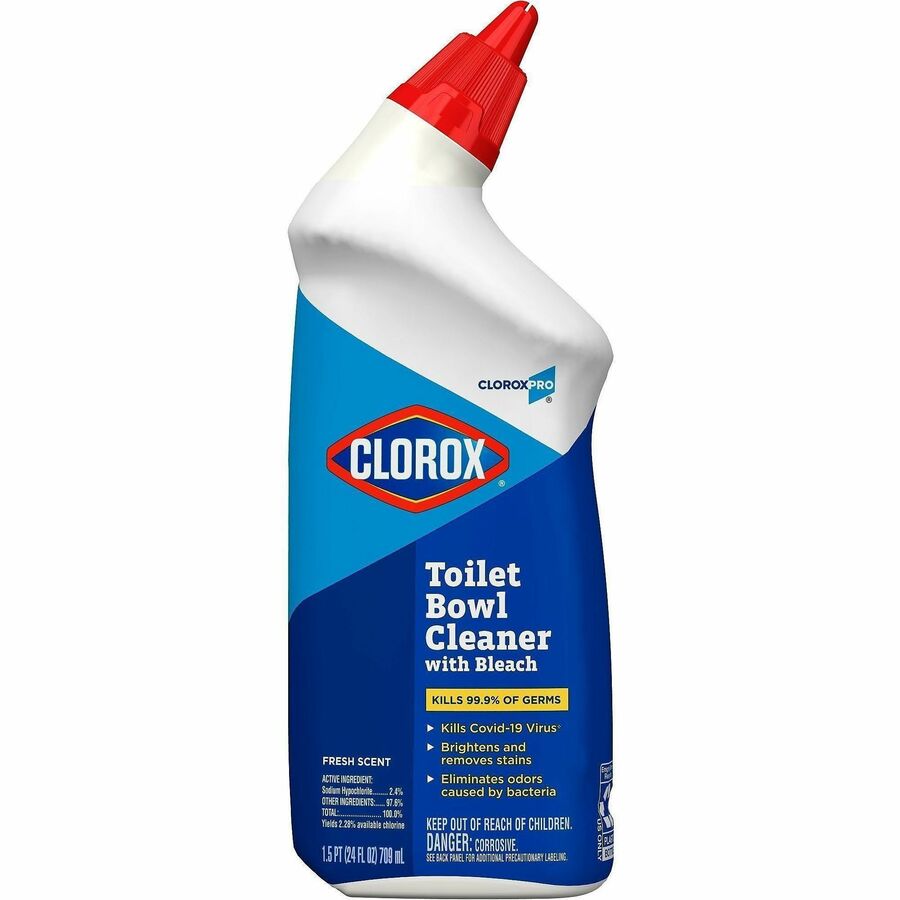 CloroxPro™, Toilet Bowl Cleaner with Bleach - For Multipurpose - Gel - 24 fl oz (0.8 quart) - Fresh Scent - Disinfectant, Deodorize - Clear - 1 Each