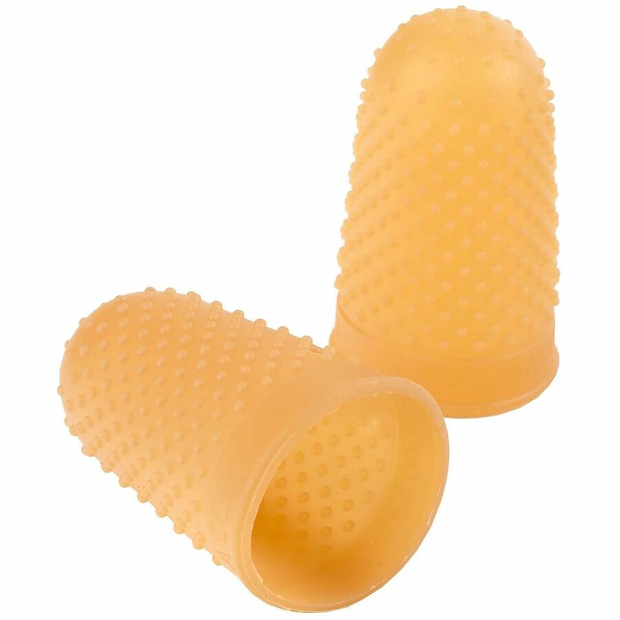 ACCO Rubber Finger Tips - #13 with 0.75" Diameter - Large Size - Rubber - Amber - 12 / Box