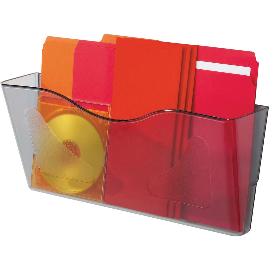 Deflecto Euro-Style DocuPocket - 1 Pocket(s) - 6.62" Height x 15" Width x 4" Depth - Smoke - Plastic - 1 Each