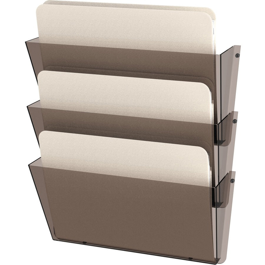 Deflecto Unbreakable DocuPocket - 3 Pocket(s) - 6.50" Height x 14.50" Width x 3" Depth - Unbreakable - Smoke - Plastic - 3 / Pack