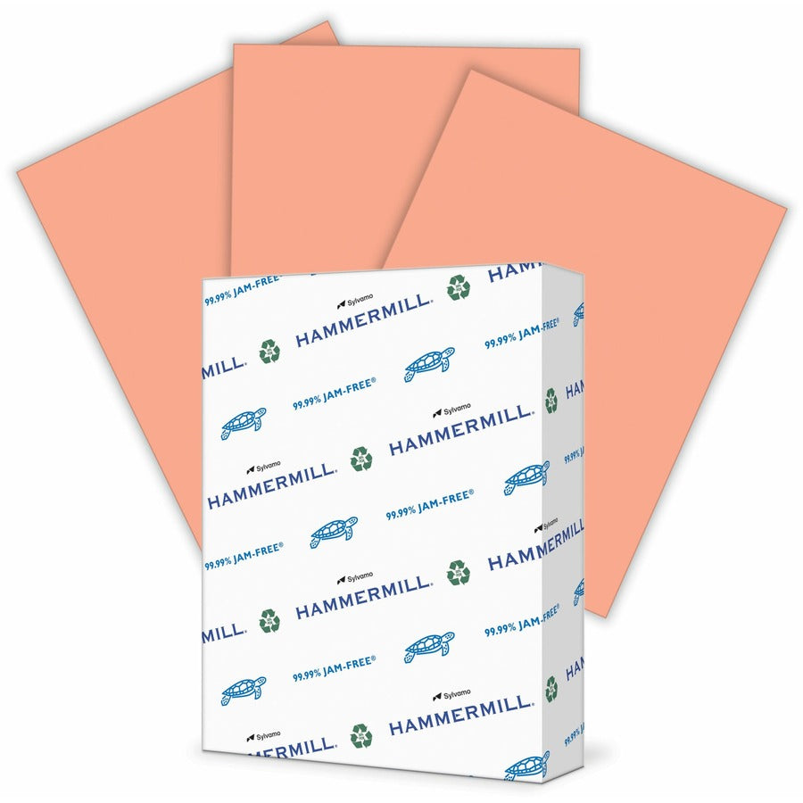 Hammermill Colors Recycled Copy Paper - Salmon - Letter - 8 1/2" x 11" - 20 lb Basis Weight - Smooth - Sustainable Forestry Initiative (SFI) - Acid-free, Archival-safe, Jam-free, Eco-friendly - Salmon - 5000 Sheets - 500 Sheets/Pack - 500 / Ream