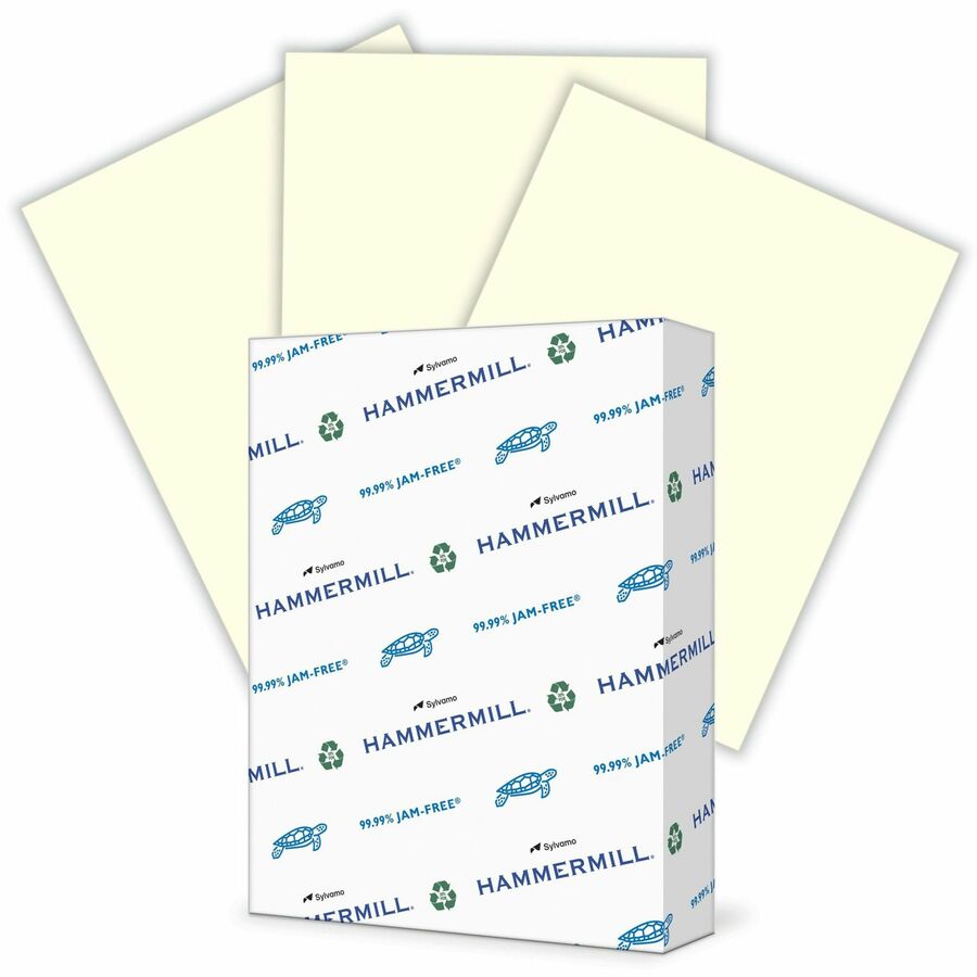 Hammermill Colors Recycled Copy Paper - Cream - Letter - 8 1/2" x 11" - 20 lb Basis Weight - Smooth - Sustainable Forestry Initiative (SFI) - Archival-safe, Acid-free, Jam-free, Eco-friendly - Cream - 500 Sheets - 1 Ream