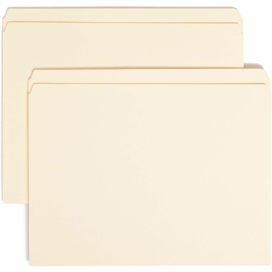 Smead Straight Tab Cut Letter Top Tab File Folder - 8 1/2" x 11" - 3/4" Expansion - 11 pt. - 2 Plys - Manila - Rounded Corner, Durable, Reinforced Tab - 10% Recycled - 100 / Box