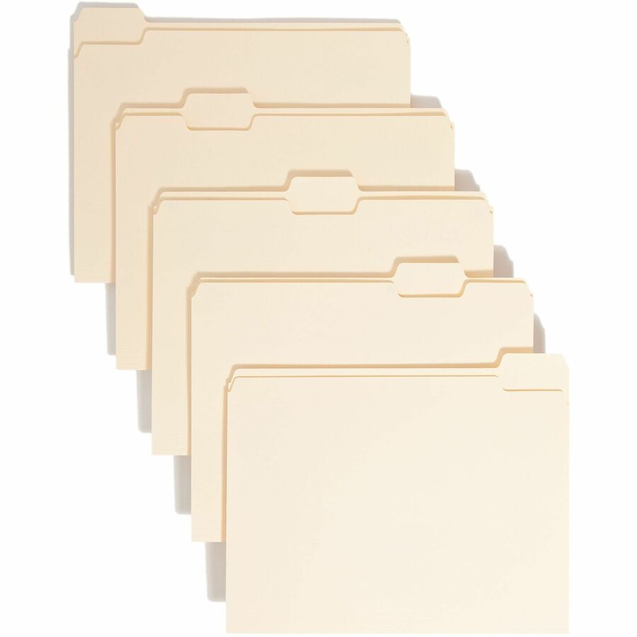 Smead 1/5 Tab Cut Letter Top Tab File Folder - 8 1/2" x 11" - 3/4" Expansion - Top Tab Location - Assorted Tab Position - 11 pt. - 1 Plys - Manila - 10% Recycled - 100 / Box