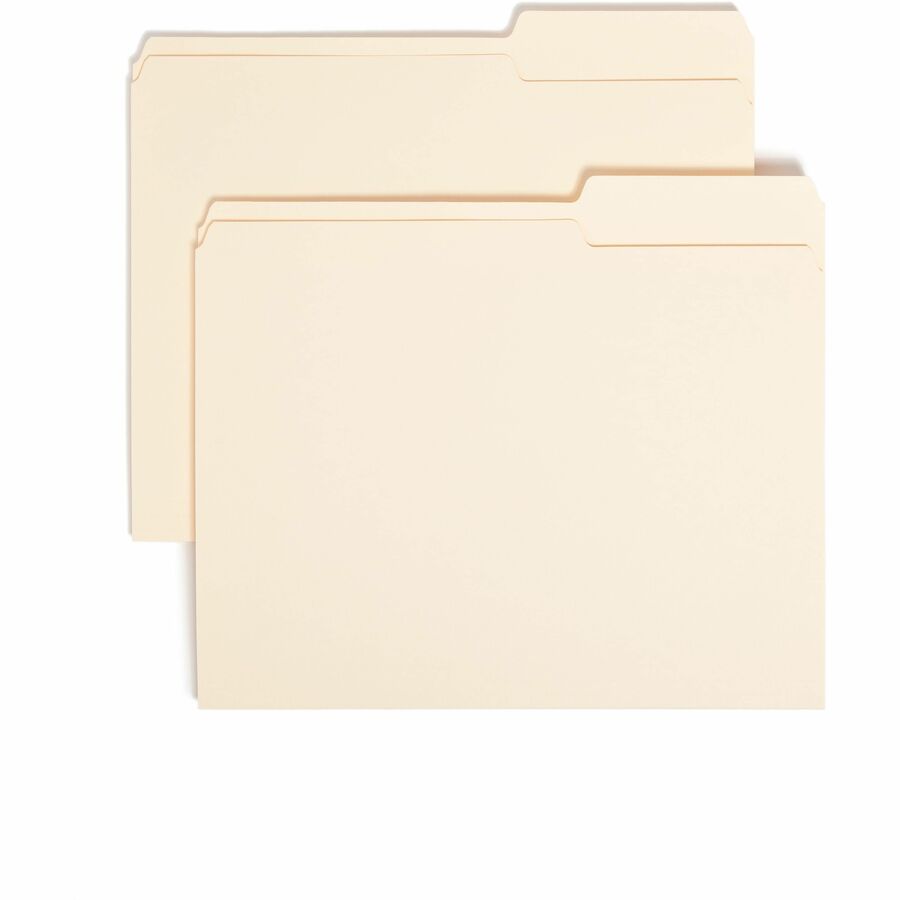 Smead 2/5 Tab Cut Letter Top Tab File Folder - 8 1/2" x 11" - 3/4" Expansion - Top Tab Location - Right Tab Position - 11 pt. - 1 Plys - Manila - Rounded Corner - 10% Recycled - 100 / Box