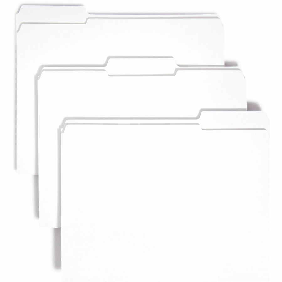 Smead Colored 1/3 Tab Cut Letter Top Tab File Folder - 8 1/2" x 11" - Top Tab Location - Assorted Tab Position - 11 pt. - 2 Plys - White - 10% Recycled - 100 / Box