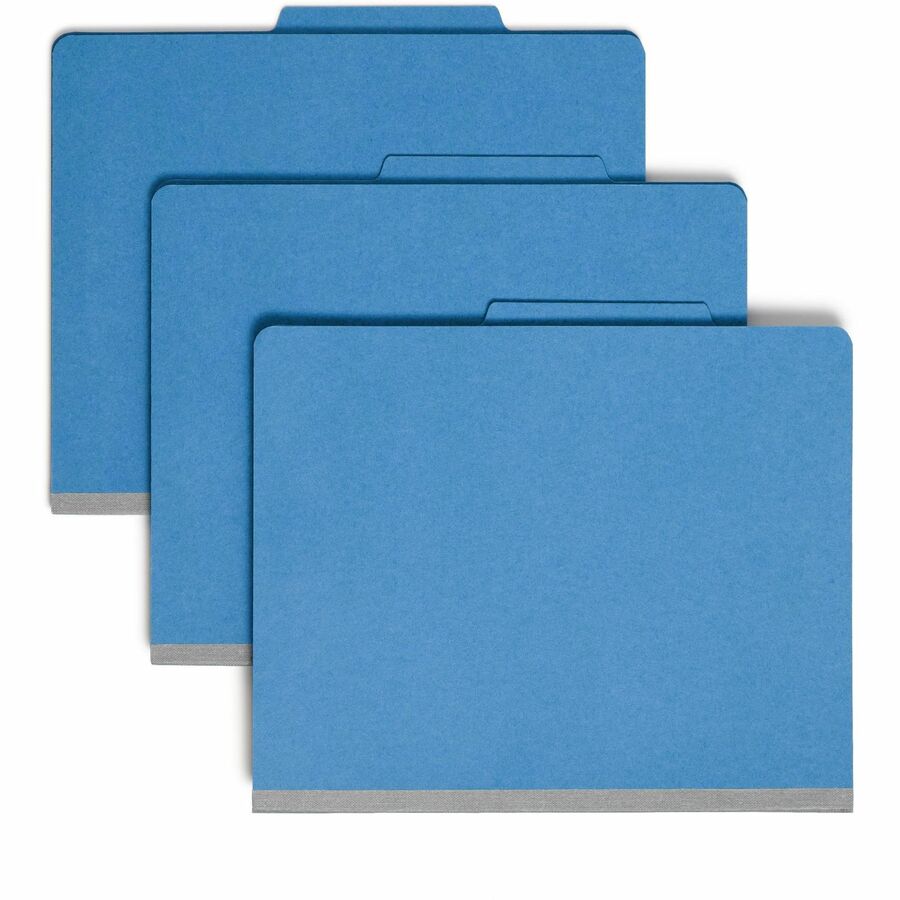 Smead Colored 2/5 Tab Cut Letter Recycled Classification Folder - 8 1/2" x 11" - 2" Expansion - 2 x 2B Fastener - 2" for Folder - Top Tab Location - Right of Center Tab Position - 1 Divider - 14 pt. - 2 Plys - Blue - Tear Resistant - 10% Recycled - 10...