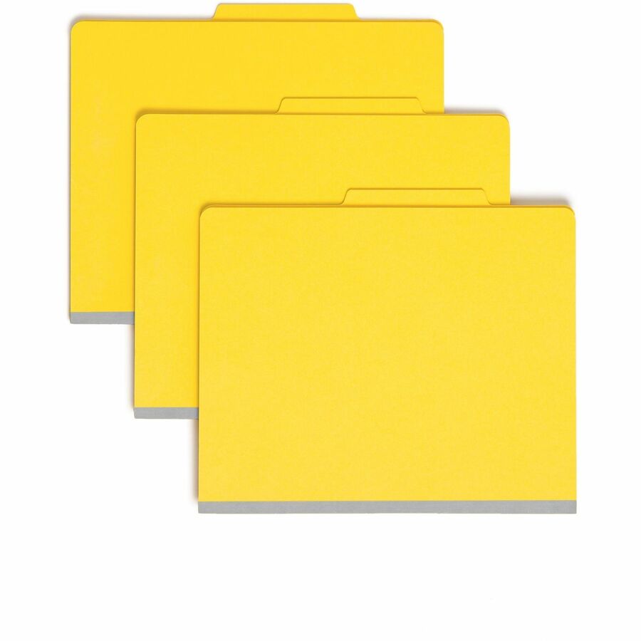 Smead Colored 2/5 Tab Cut Letter Recycled Classification Folder - 8 1/2" x 11" - 2" Expansion - 2 x 2B Fastener - 2" for Folder - Top Tab Location - Right of Center Tab Position - 1 Divider - 14 pt. - 2 Plys - Yellow - Reinforced Tab, Tear Resistant...