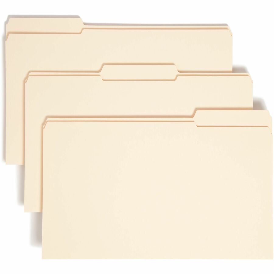 Smead 1/3 Tab Cut Legal Expanding File - 8 1/2" x 14" - 1 1/2" Expansion - Top Tab Location - Assorted Tab Position - 14 pt. - 2 Plys - Manila - 10% Recycled - 50 / Box