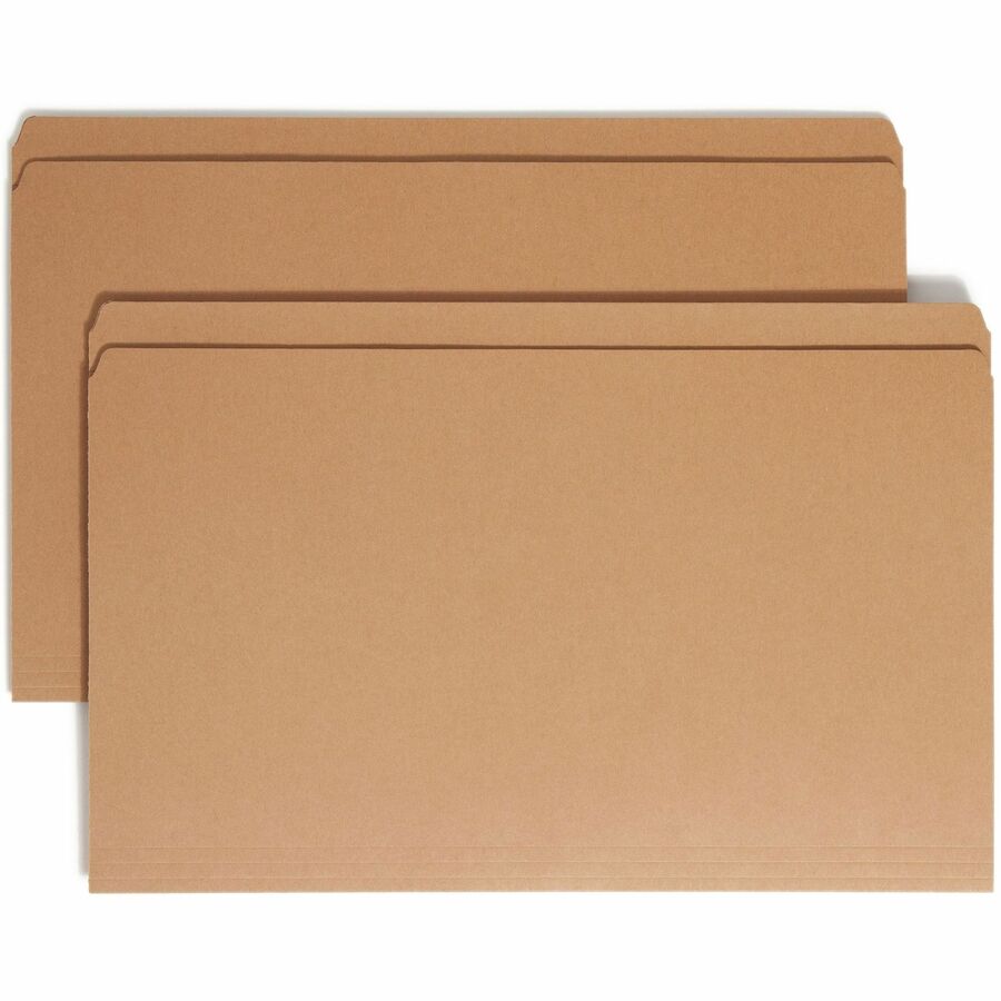 Smead Straight Tab Cut Legal Top Tab File Folder - 8 1/2" x 14" - 11 pt. - 2 Plys - Kraft - 10% Recycled - 100 / Box