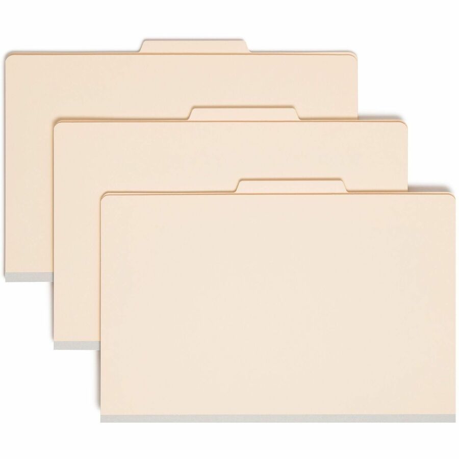 Smead 2/5 Tab Cut Legal Classification Folder - 8 1/2" x 14" - 2" Expansion - 2 x 2B Fastener - 2" for Folder - Top Tab Location - Right of Center Tab Position - 1 Divider - 18 pt. - 2 Plys - Manila - Tear Resistant - 10% Recycled - 10 / Box
