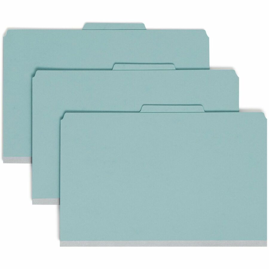 Smead SafeSHIELD 2/5 Tab Cut Legal Classification Folder - 8 1/2" x 14" - 2" Expansion - 2 x 2S Fastener - 2" for Folder - 2 Pocket - Top Tab Location - Right of Center Tab Position - 2 Divider - 25 pt. - Blue - Heavy Duty, Tear Resistant - 50% Recycle...