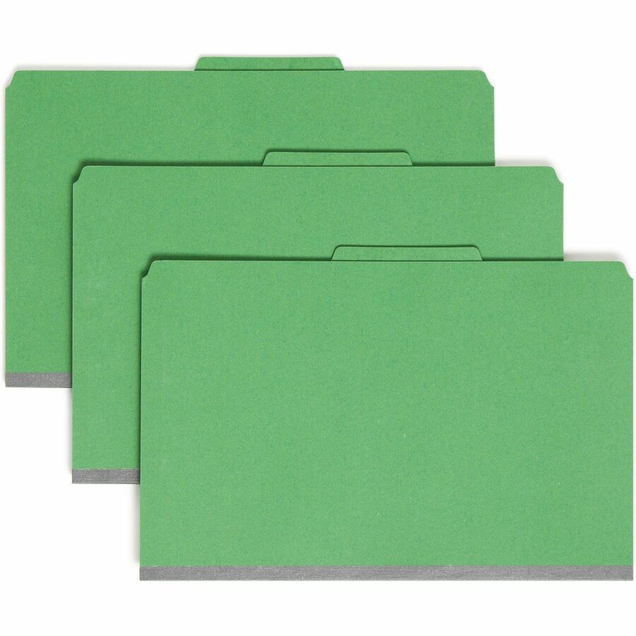 Smead SafeSHIELD 2/5 Tab Cut Legal Classification Folder - 8 1/2" x 14" - 2" Expansion - 2 x 2S Fastener - 2" for Folder - 2 Pocket - Top Tab Location - Right of Center Tab Position - 2 Divider - 25 pt. - Green - Heavy Duty, Tear Resistant - 50% Recycl...