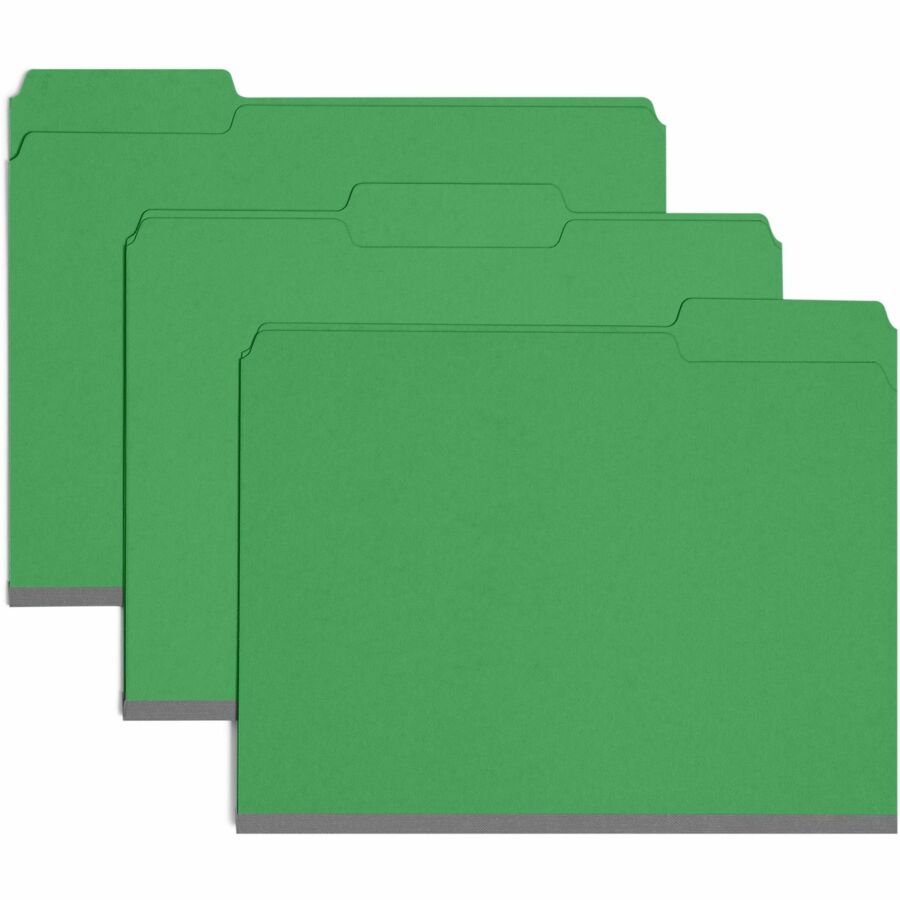 Smead Colored 1/3 Tab Cut Letter Top Tab File Folder - 8 1/2" x 11" - 1" Expansion - Top Tab Location - Assorted Tab Position - 25 pt. - Pressboard - Green - Tear Resistant, Wear Resistant - 50% Recycled - 25 / Box