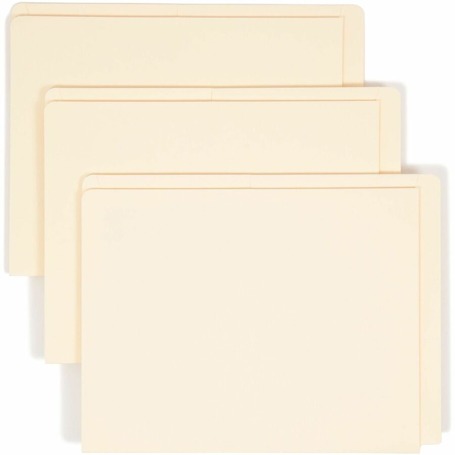 Smead Straight Tab Cut Letter Recycled File Pocket - 8 1/2" x 11" - 2 Pocket - 11 pt. - 2 Plys - Manila - Heavyweight Cover, Embossed - 10% Recycled - 25 / Box