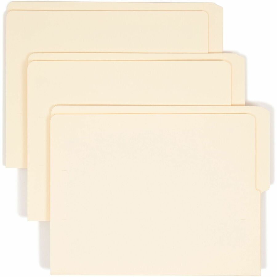 Smead Shelf-Master 1/2 Tab Cut Letter End Tab File Folder - 8 1/2" x 11" - 3/4" Expansion - End Tab Location - Top Tab Position - 11 pt. - 2 Plys - Manila - Reinforced - 10% Recycled - 100 / Box