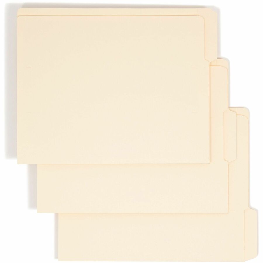 Smead Shelf-Master 1/3 Tab Cut Letter End Tab File Folder - 8 1/2" x 11" - 3/4" Expansion - End Tab Location - Assorted Tab Position - 11 pt. - 2 Plys - Manila - Reinforced Tab, Embossed - 10% Recycled - 100 / Box