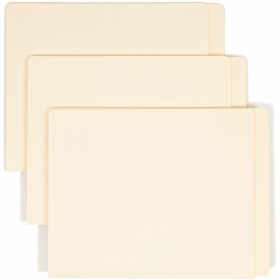 Smead Straight Tab Cut Letter End Tab File Folder - 8 1/2" x 11" - 3/4" Expansion - 14 pt. - 2 Plys - Manila - Embossed - 10% Recycled - 100 / Box