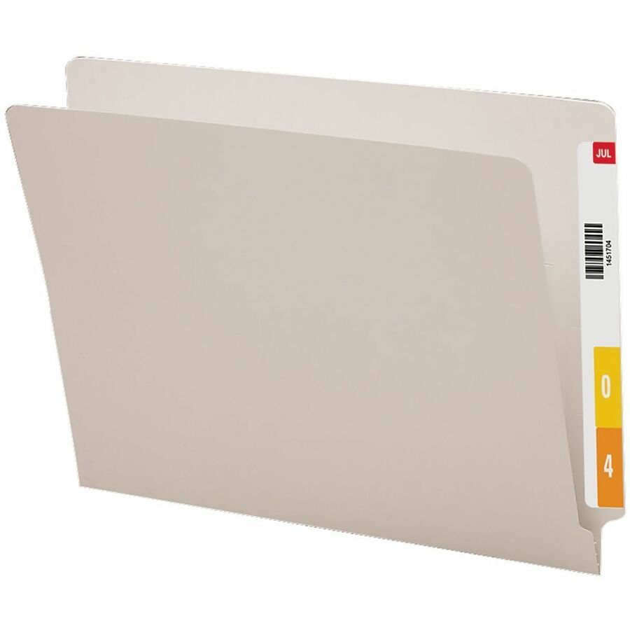Smead Shelf-Master Straight Tab Cut Letter End Tab File Folder - 8 1/2" x 11" - 3/4" Expansion - 11 pt. - 2 Plys - Gray - Heavy Duty, Reinforced Tab - 10% Recycled - 100 / Box