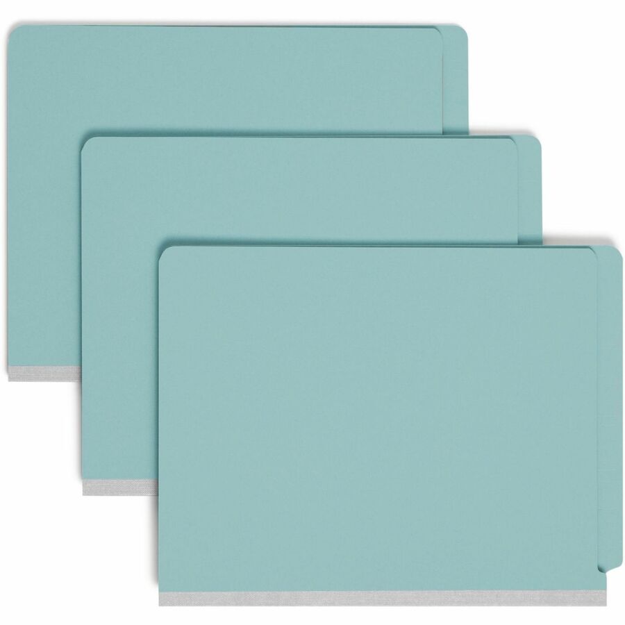 Smead Straight Tab Cut Letter Classification Folder - 8 1/2" x 11" - 2" Expansion - 2 x 2S Fastener - 2" for Folder - End Tab Location - 2 Divider - 25 pt. - Pressboard - Blue - 50% Recycled - 10 / Box