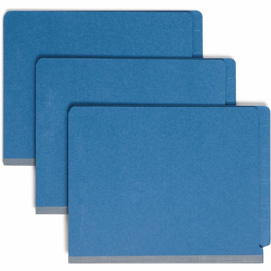 Smead Straight Tab Cut Letter Classification Folder - 8 1/2" x 11" - 2" Expansion - 2 x 2S Fastener - 2" for Folder - End Tab Location - 2 Divider - 25 pt. - Pressboard - Dark Blue - 50% Recycled - 10 / Box