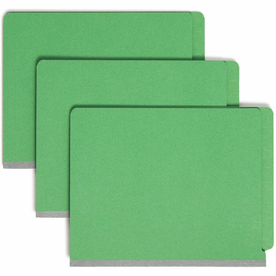 Smead Straight Tab Cut Letter Classification Folder - 8 1/2" x 11" - 2" Expansion - 2 x 2S Fastener - 2" for Folder - End Tab Location - 2 Divider - 25 pt. - Pressboard - Green - 50% Recycled - 10 / Box
