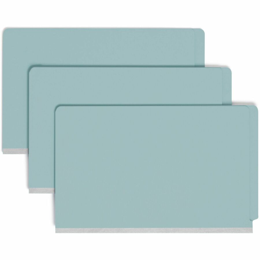 Smead Legal Classification Folder - 8 1/2" x 14" - 2" Expansion - 2 x 2S Fastener - 2" for Folder - End Tab Location - 2 Divider - 25 pt. - Pressboard - Blue - 100% Recycled - 10 / Box