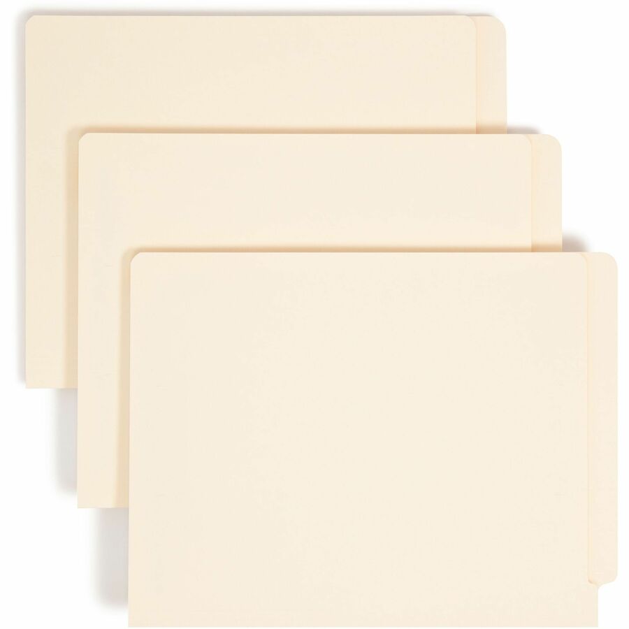 Smead Straight Tab Cut Letter Recycled Fastener Folder - 8 1/2" x 11" - 3/4" Expansion - 2 x 2B Fastener - 2" for Folder - End Tab Location - 14 pt. - 2 Plys - Manila - Embossed - 10% Recycled - 50 / Box