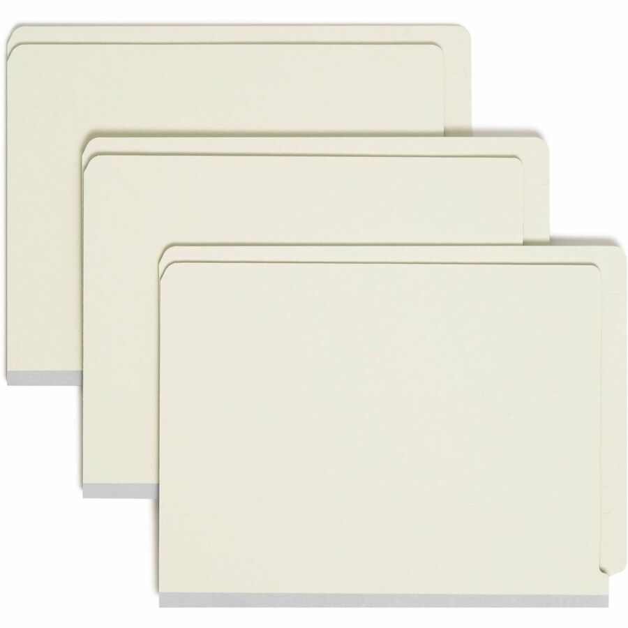 Smead Letter Fastener Folder - 8 1/2" x 11" - 1" Expansion - 2 x 2S Fastener - 2" for Folder - End Tab Location - 25 pt. - Pressboard - Gray, Green - Heavy Duty, Rounded Corner, Tear Resistant - 60% Recycled - 25 / Box