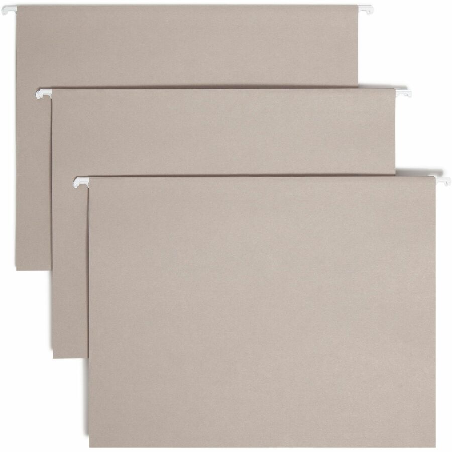 Smead Colored 1/5 Tab Cut Letter Hanging Folder - 8 1/2" x 11" - Top Tab Location - Assorted Tab Position - 11 pt. - Vinyl - Gray - 10% Recycled - 25 / Box