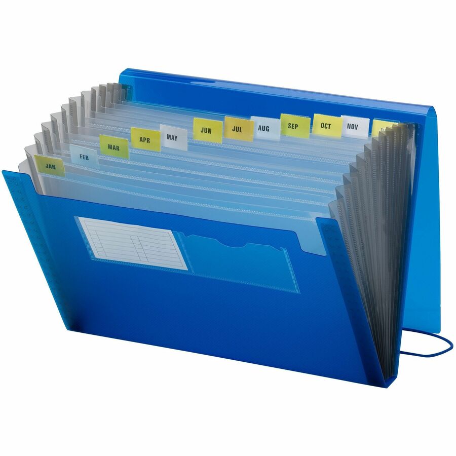 Smead Ultracolor Letter Expanding File - 8 1/2" x 11" - 7/8" Expansion - 12 Pocket - 12 Divider - Polypropylene - Blue - 1 Each