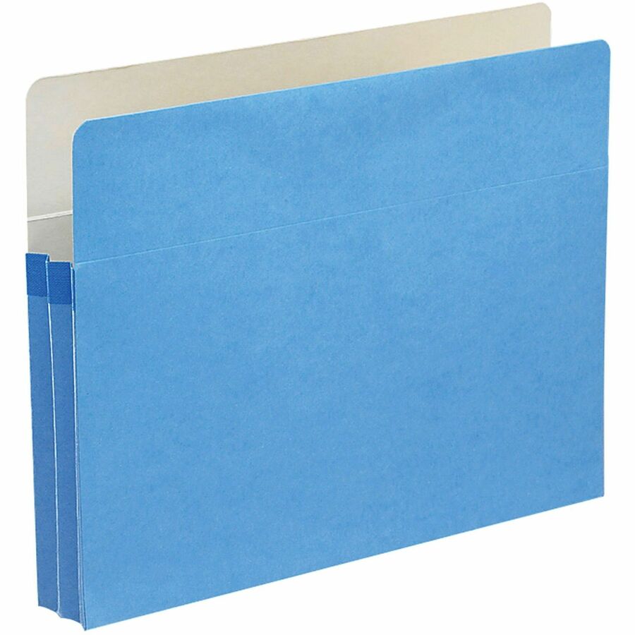 Smead Straight Tab Cut Letter File Pocket - 8 1/2" x 11" - 1 3/4" Expansion - Top Tab Location - Card Stock - Blue - Tear Resistant - 10% Recycled - 1 Each