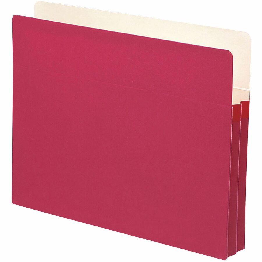 Smead Straight Tab Cut Letter File Pocket - 8 1/2" x 11" - 1 3/4" Expansion - Top Tab Location - 9 pt. - Card Stock - Red - Tear Resistant - 10% Recycled - 1 Each