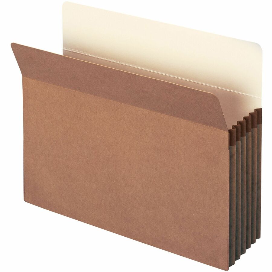 Smead Straight Tab Cut Letter File Pocket - 8 1/2" x 11" - 5 1/4" Expansion - Top Tab Location - 12.5 pt. - Redrope - Tear Resistant, Rounded Corner, Reinforced Gusset - 30% Recycled - 10 / Box
