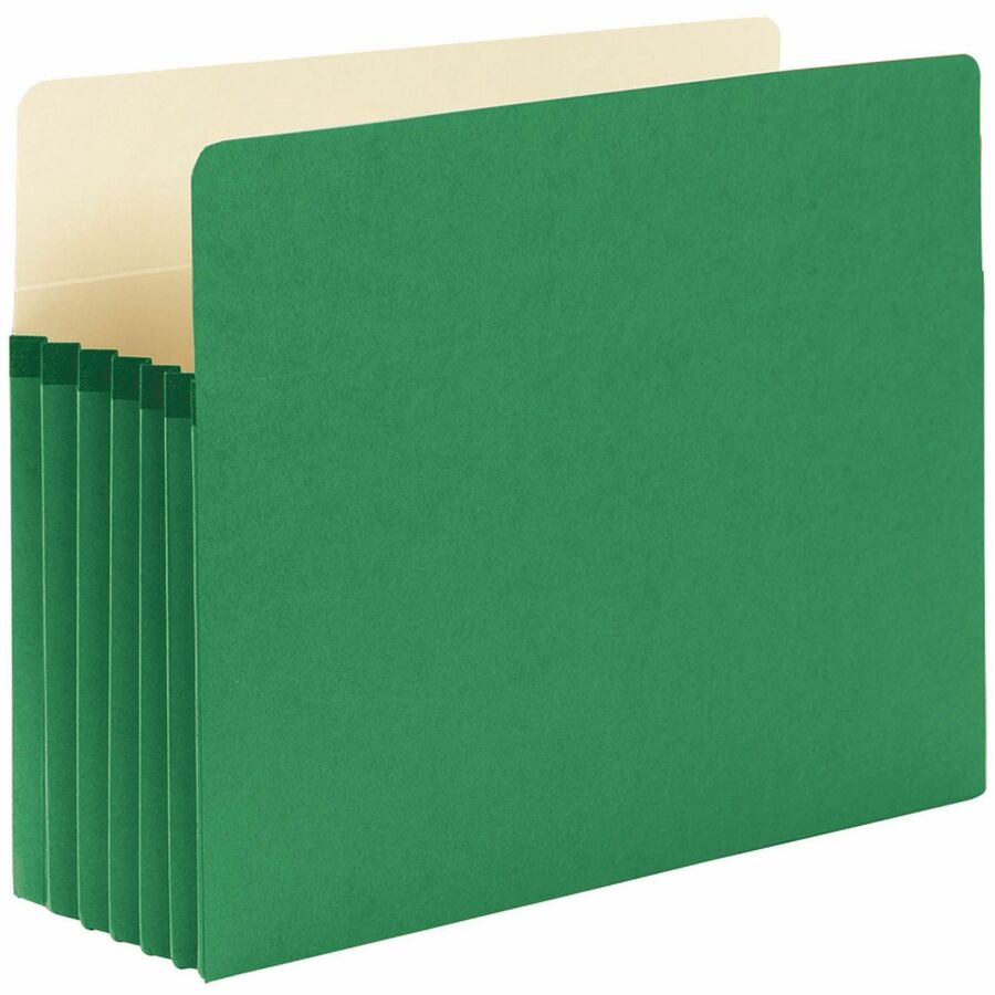Smead Straight Tab Cut Letter File Pocket - 8 1/2" x 11" - 5 1/4" Expansion - Top Tab Location - 9 pt. - Green - Tear Resistant - 10% Recycled - 1 Each