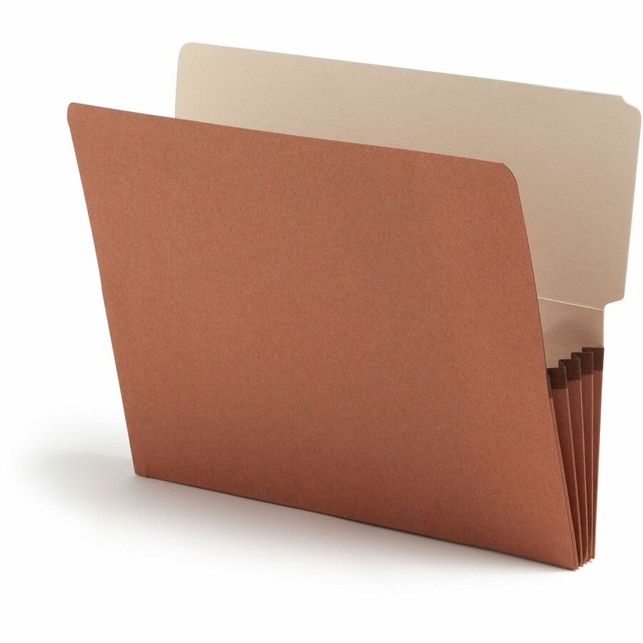 Smead Letter File Pocket - 8 1/2" x 11" - 3 1/2" Expansion - End Tab Location - Redrope - Reinforced - 30% Recycled - 10 / Box