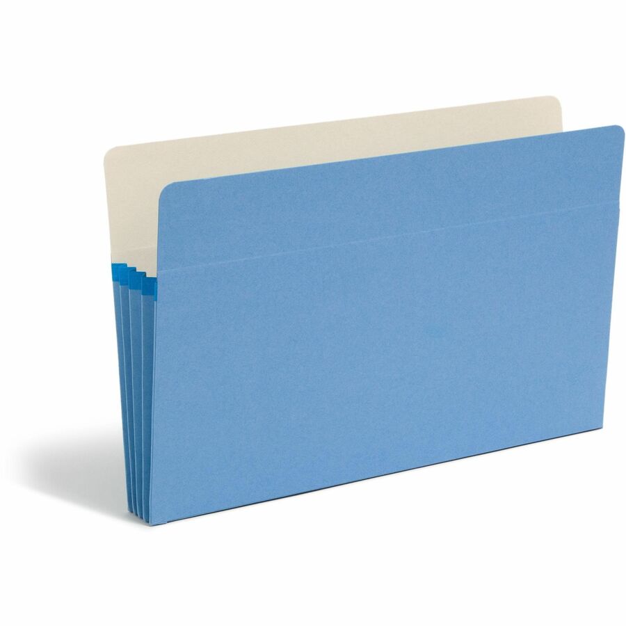 Smead Straight Tab Cut Legal File Pocket - 8 1/2" x 14" - 3 1/2" Expansion - Top Tab Location - Blue - Tear Resistant - 10% Recycled - 25 / Box