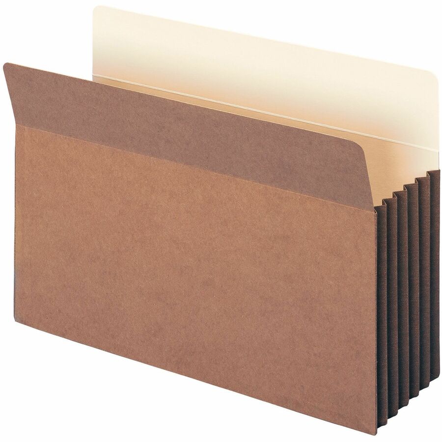 Smead TUFF Straight Tab Cut Legal File Pocket - 8 1/2" x 14" - 5 1/4" Expansion - Redrope - Reinforced, Heavyweight Cover, Tear Resistant - 30% Recycled - 10 / Box