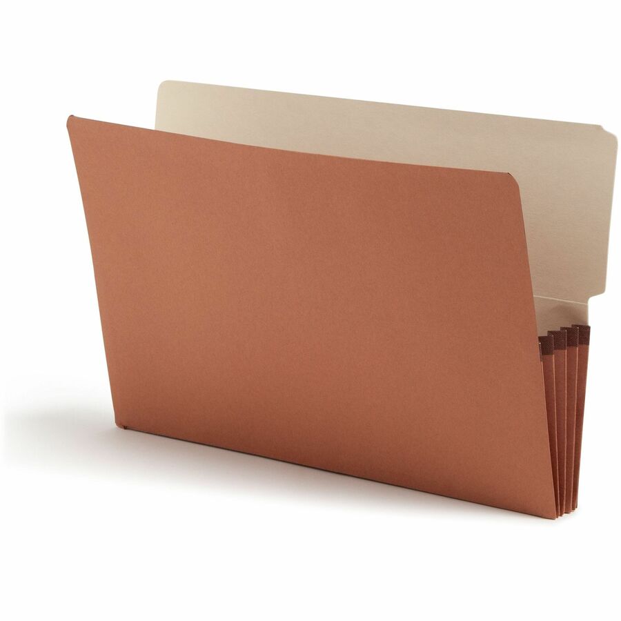Smead Legal File Pocket - 8 1/2" x 14" - 3 1/2" Expansion - End Tab Location - Redrope - Reinforced - 30% Recycled - 10 / Box